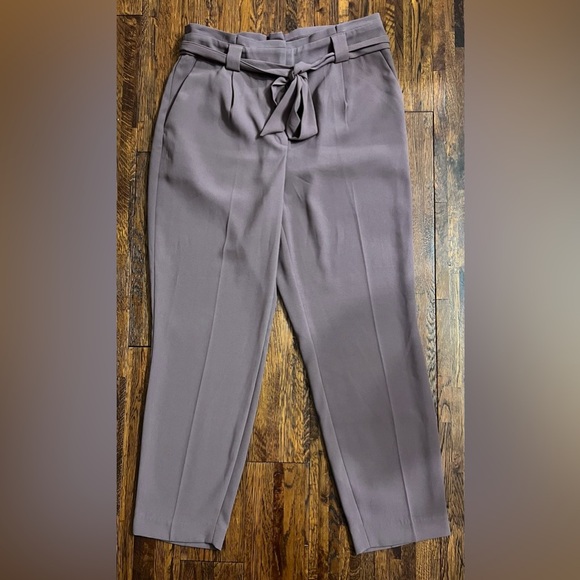 EXPRESS High Rise Belted Paperbag Ankle Trouser in Mauve Size 12 - Picture 1 of 10